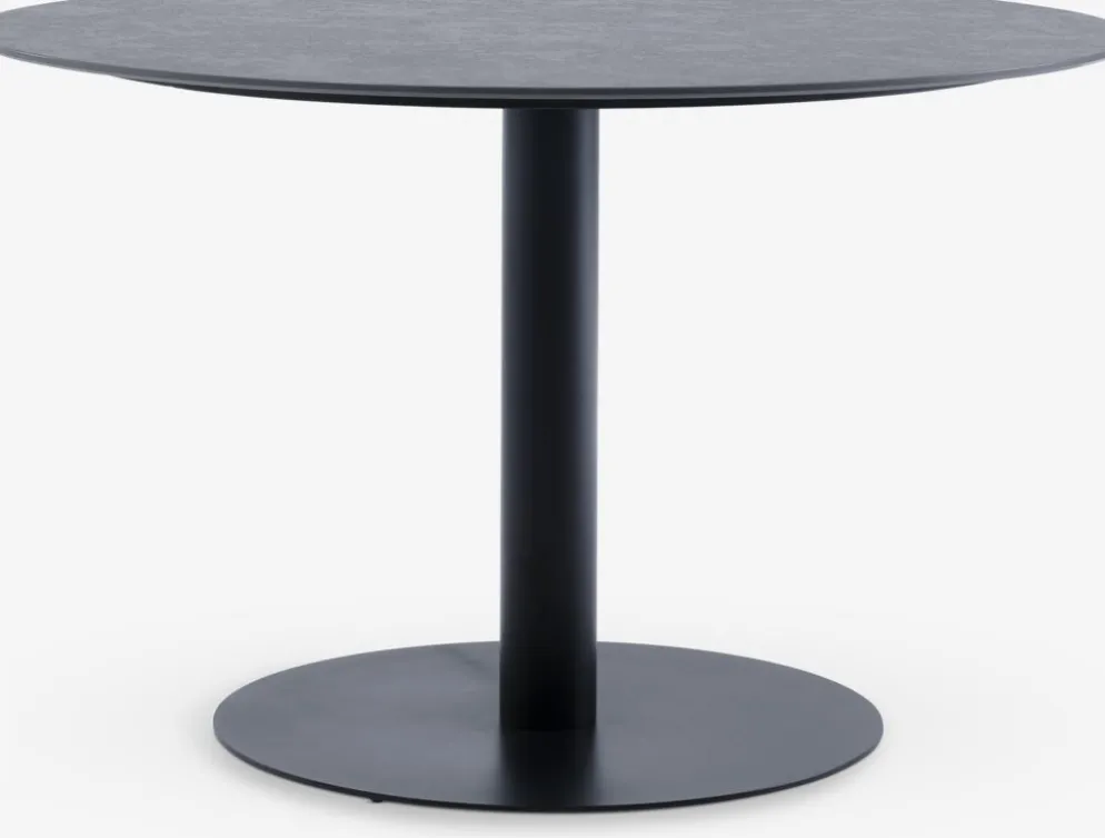 VAMDRUP + INGSTRUPVAMDRUP Ø120 table gris + 4 INGSTRUP chaises noir