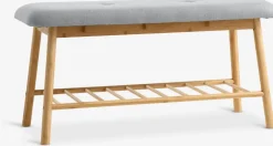 VANDSTEDBanc VANDSTED a/étagère tissu gris/bambou