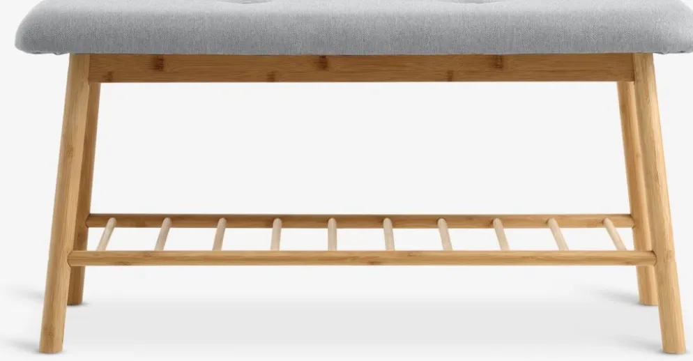 VANDSTEDBanc VANDSTED a/étagère tissu gris/bambou