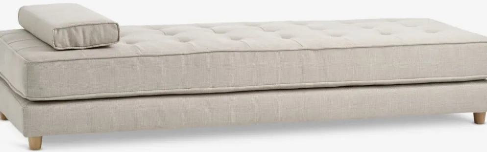 VARMARKBanquette VARMARK 190x76 a/cushion tissu beige/coloris chêne