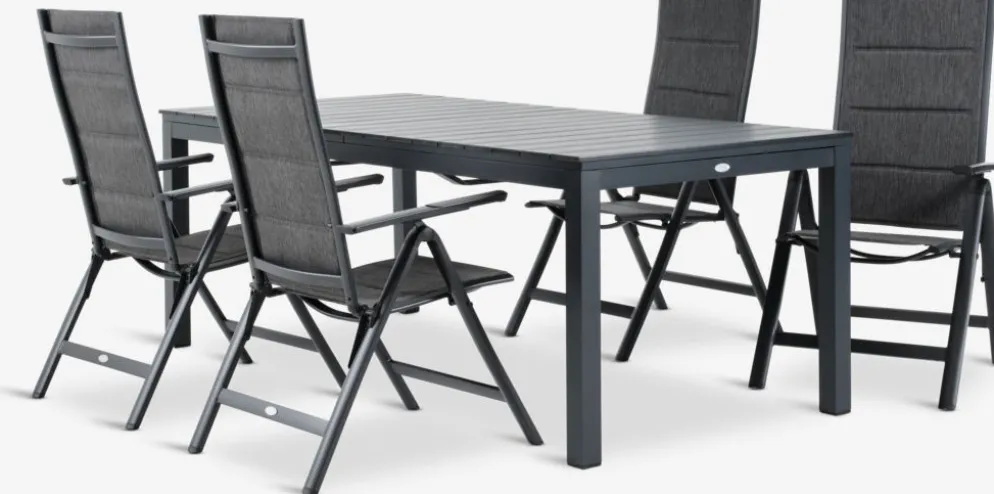 VATTRUP + MYSENVATTRUP L206/321 table noir + 4 MYSEN chaises gris