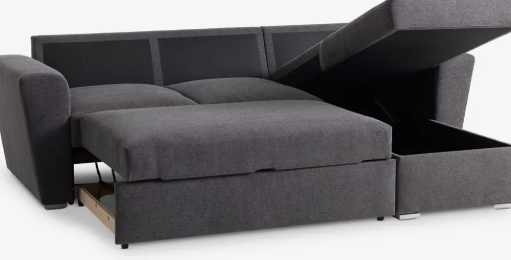 VEJLBYCanapé convertible avec méridienne VEJLBY tissu gris foncé