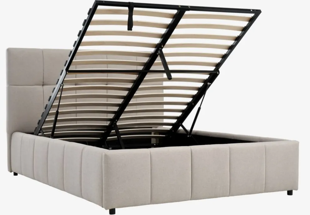 VEMMELEVCadre de lit VEMMELEV a/rangement 140x190 tissu beige