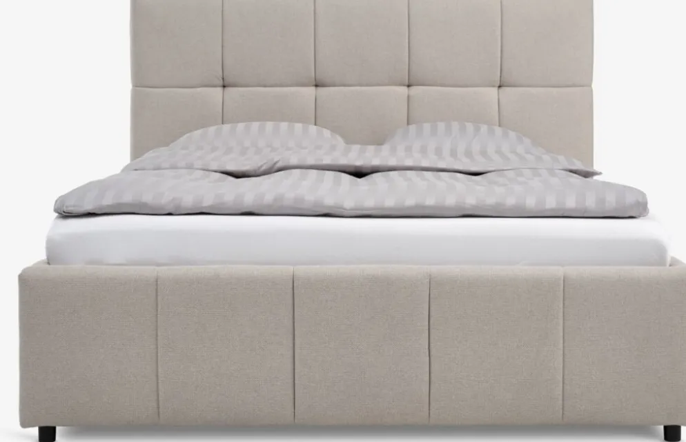 VEMMELEVCadre de lit VEMMELEV a/rangement 140x190 tissu beige