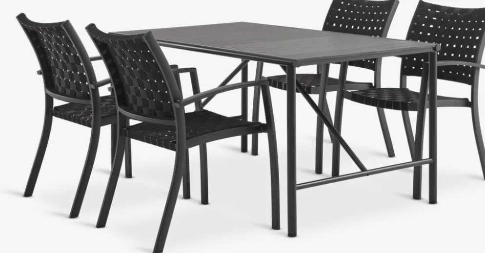 VIERLI + GLOMFJORDVIERLI L149 table + 4 GLOMFJORD chaises noir