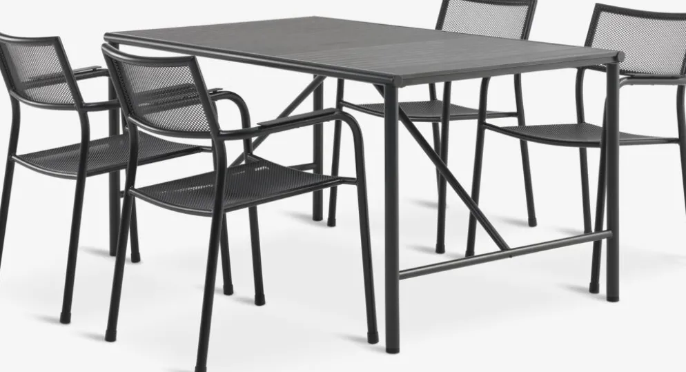 VIERLI + HEMSEDALVIERLI L149 table + 4 HEMSEDAL chaises noir