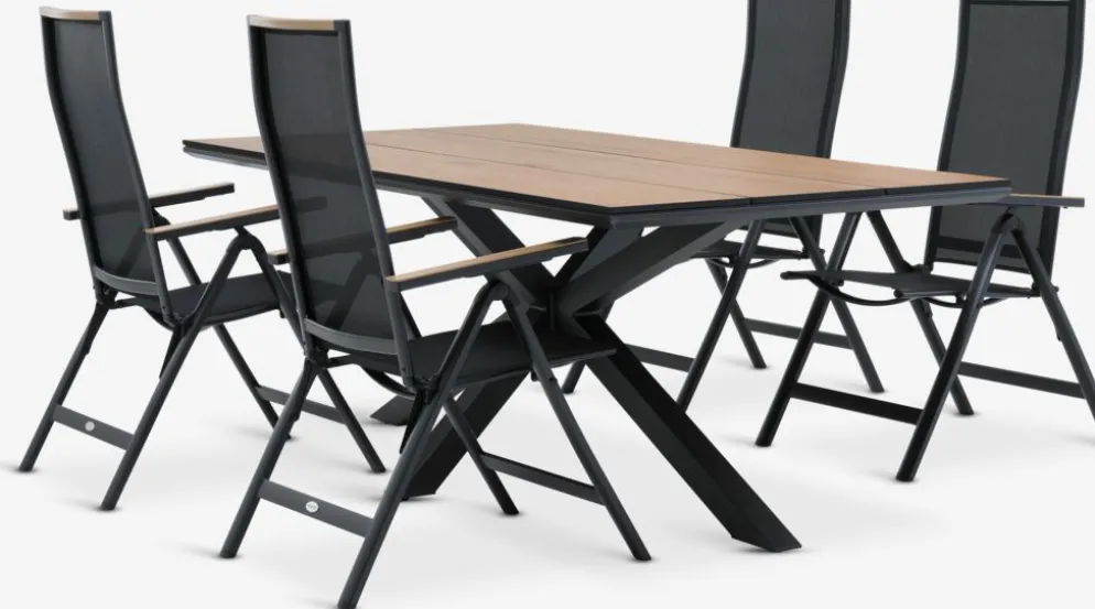 YPNASTED + BREDSTENYPNASTED L215 table naturel + 4 BREDSTEN chaises noir