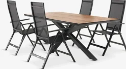 YPNASTED + LOMMAYPNASTED L215 table naturel + 4 LOMMA chaises noir